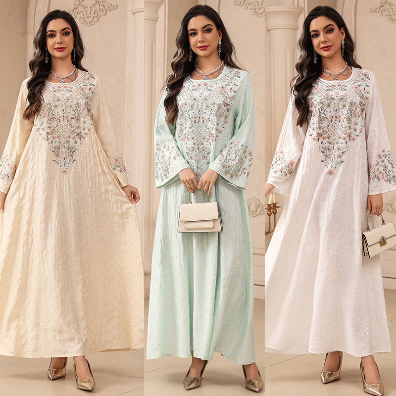 Embroidery Arabic - Eid Women Dress Abaya Muslim Jalabiya