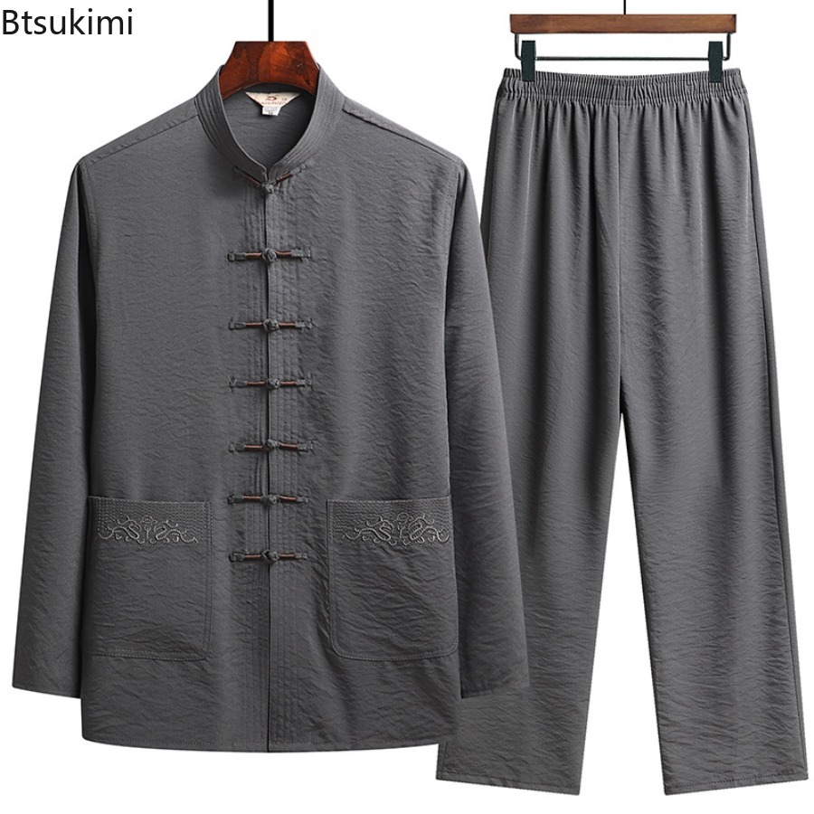 Embroidery Uniform - Chinese Style Set Men's Spring Fall