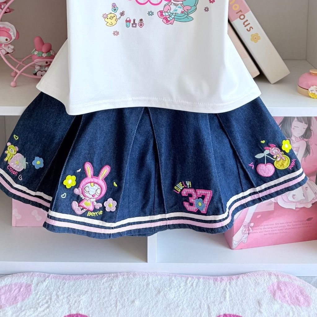 Japanese Sweet Skirt Sets Summ - огляд і ціна Embroidery Cotton Shirt
