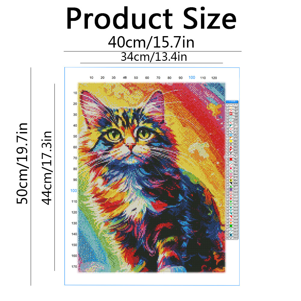 11CT Cross Stitch Cat Colorful - огляд і ціна Embroidery Guide Paper