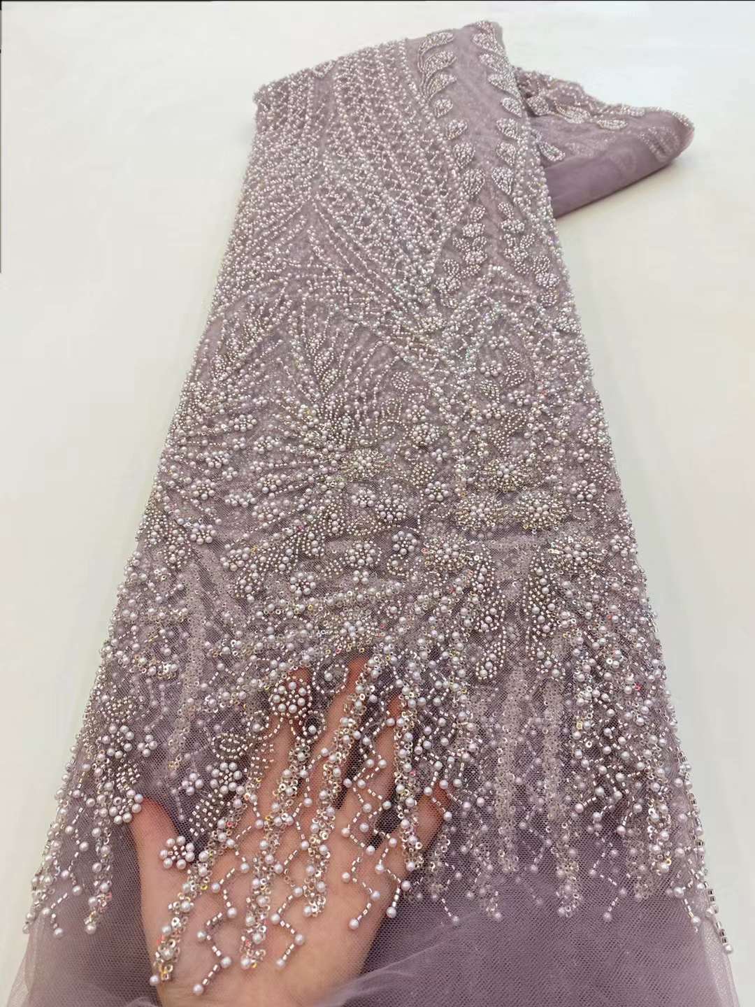 Brown Sequin Beaded Embroidery - огляд і ціна Embroidery Net Fabric