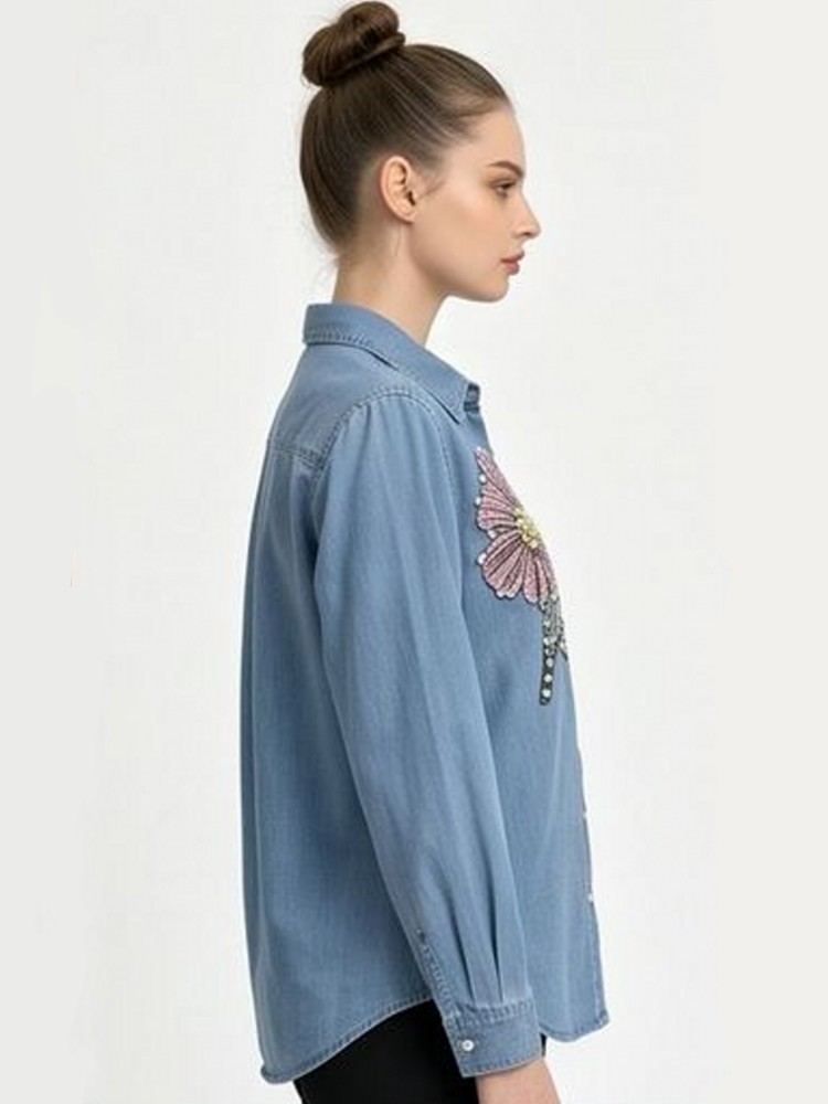 Women Denim Embroidery Blouses - огляд і ціна Embroidery Cotton Shirt