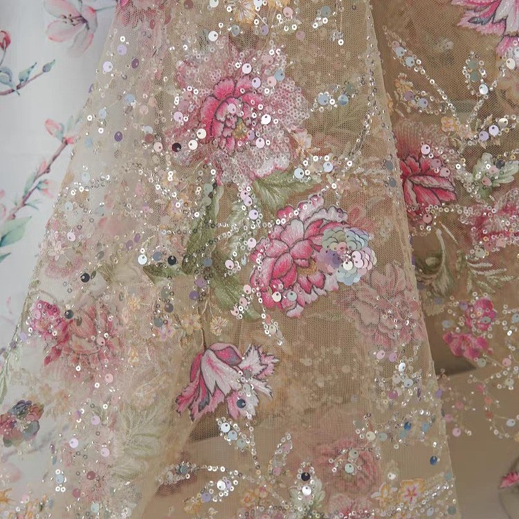 1M 120Cm Wide Luxury Beaded La - огляд і ціна Embroidery Net Fabric